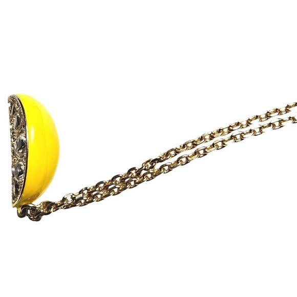 Pendant Necklace Ann Taylor Signed Yellow Lemon Wedge Long Gold Women Jewelry - Picture 7 of 8